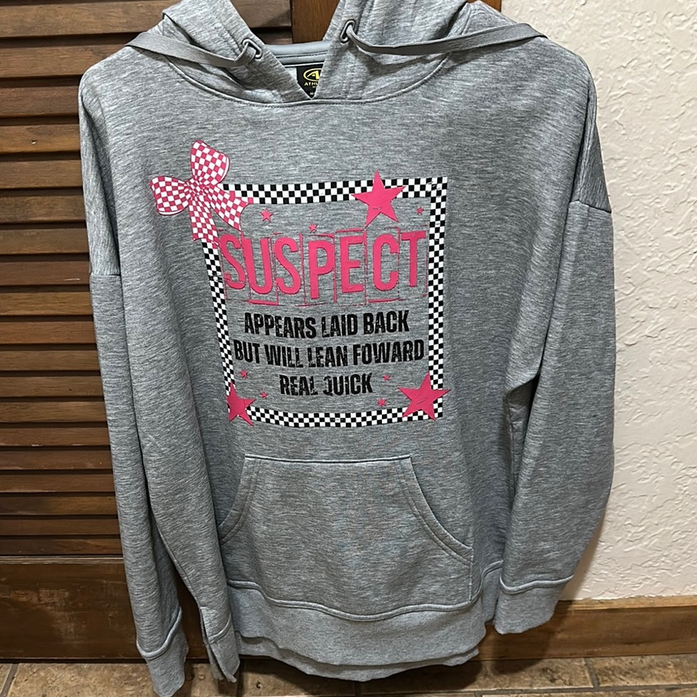 Gray Hoodie with Pink Graphic